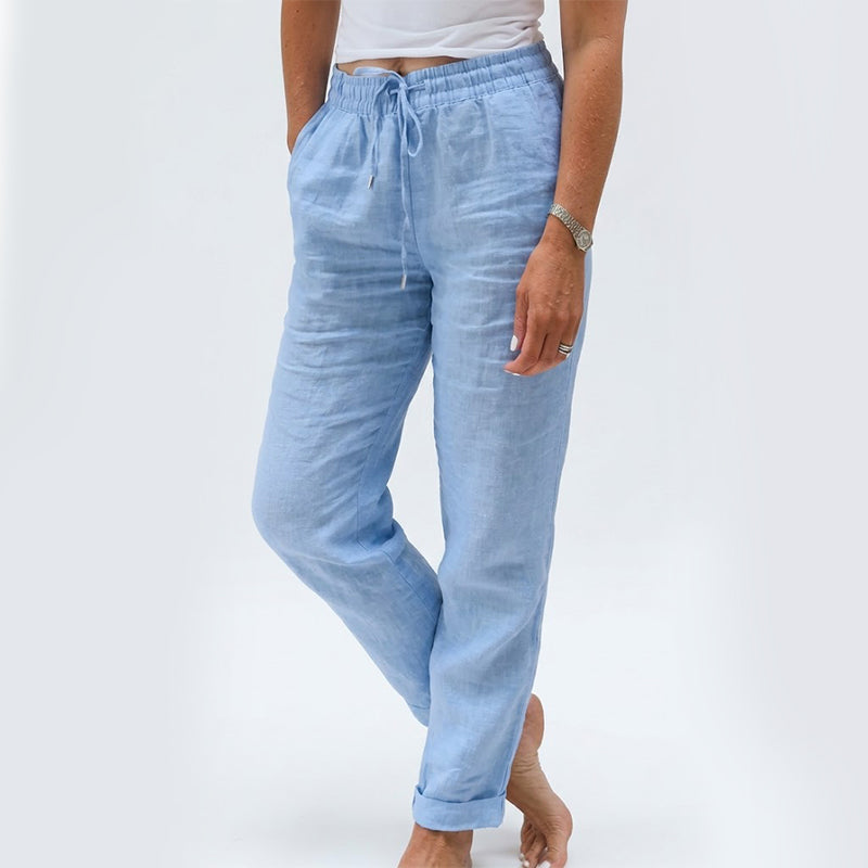 Women's Elastic Waist Cotton Linen Casual Pants