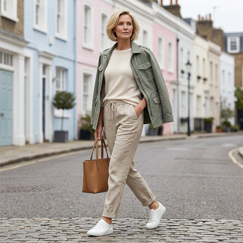 Women's Elastic Waist Cotton Linen Casual Pants