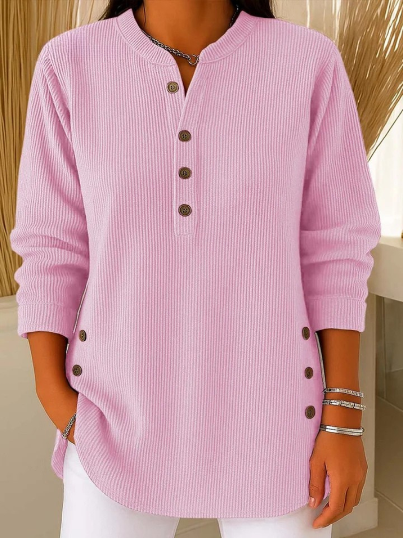 Eden | Pink Button Henley Tunic