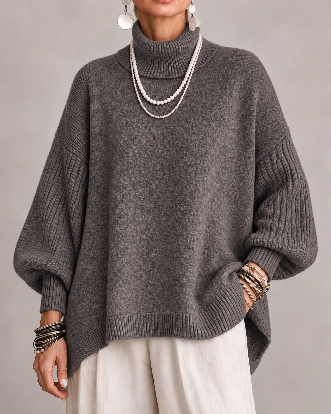 Kathleen | Oversized Turtleneck Knit Sweater