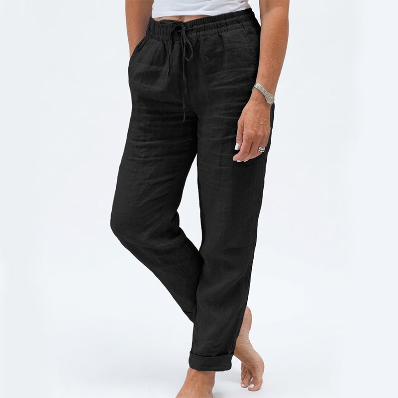 Women's Elastic Waist Cotton Linen Casual Pants