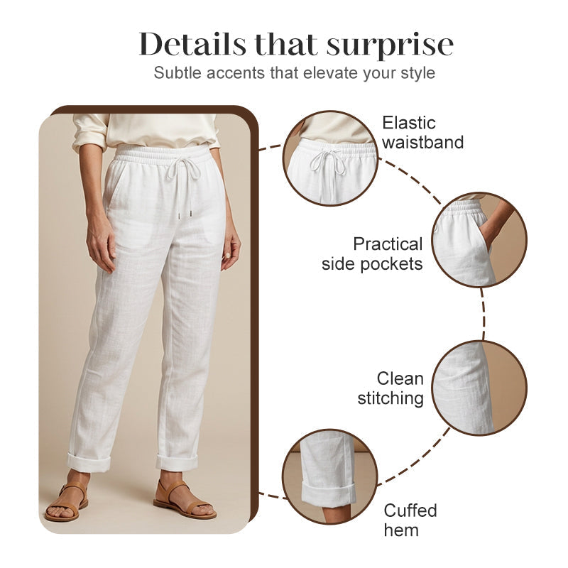 Women's Elastic Waist Cotton Linen Casual Pants