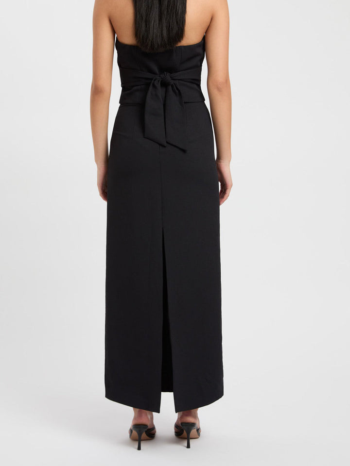 Slim Fit Semi-Sheer Elegant Slit Back Maxi Skirt Without Belt