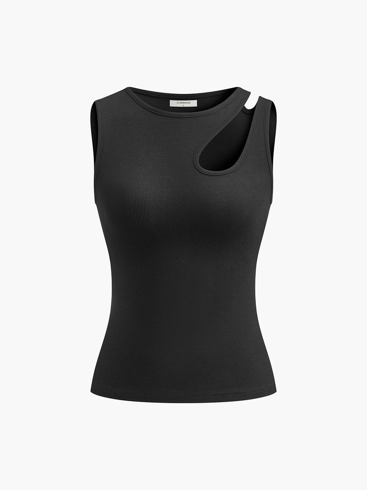 Semi-Sheer Cutout Tank Top