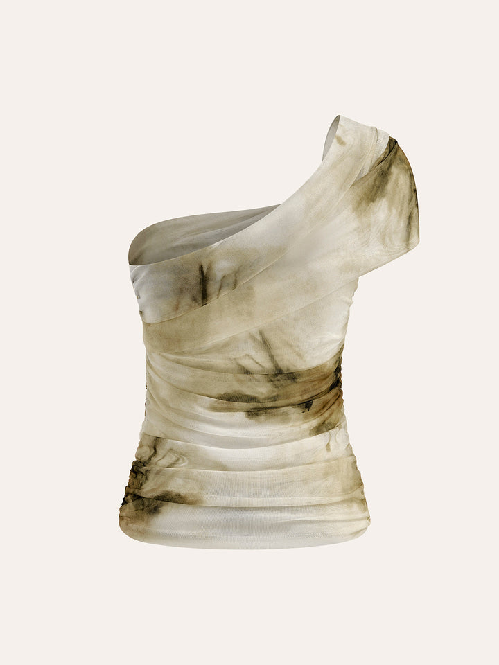 Tie-Dye One-Shoulder Top