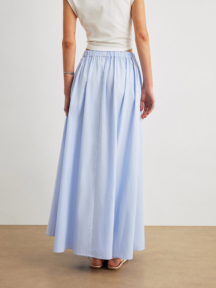 Cotton Midi A-Line Skirt With Pockets