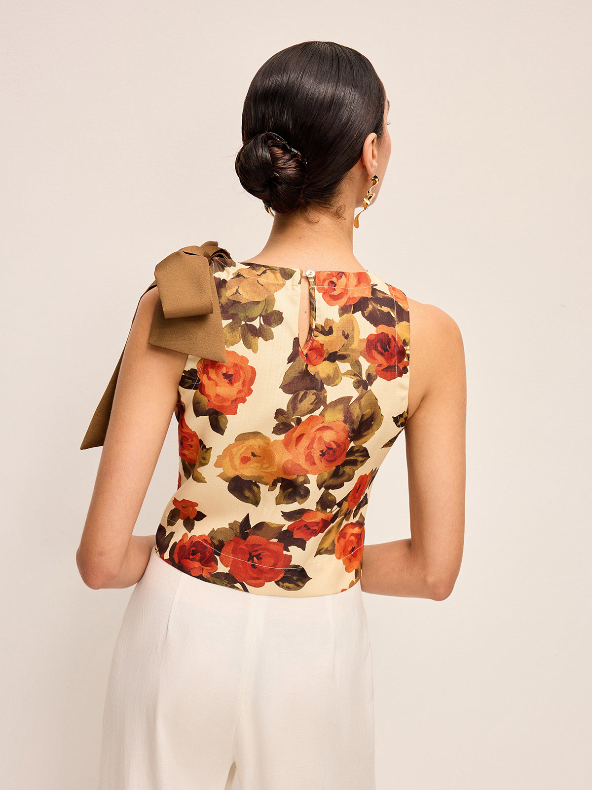 Floral Print Bow Detail Tank Top