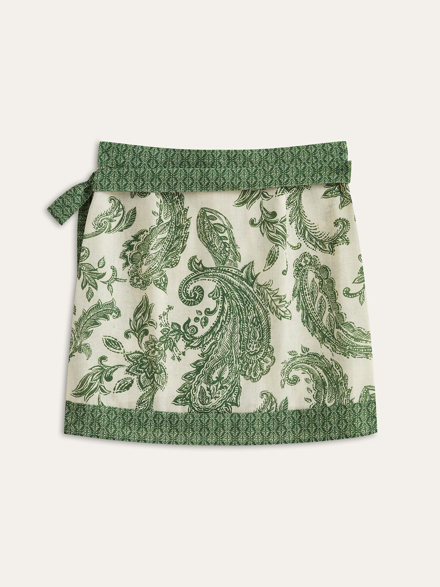 Paisley Print Wrap Skirt