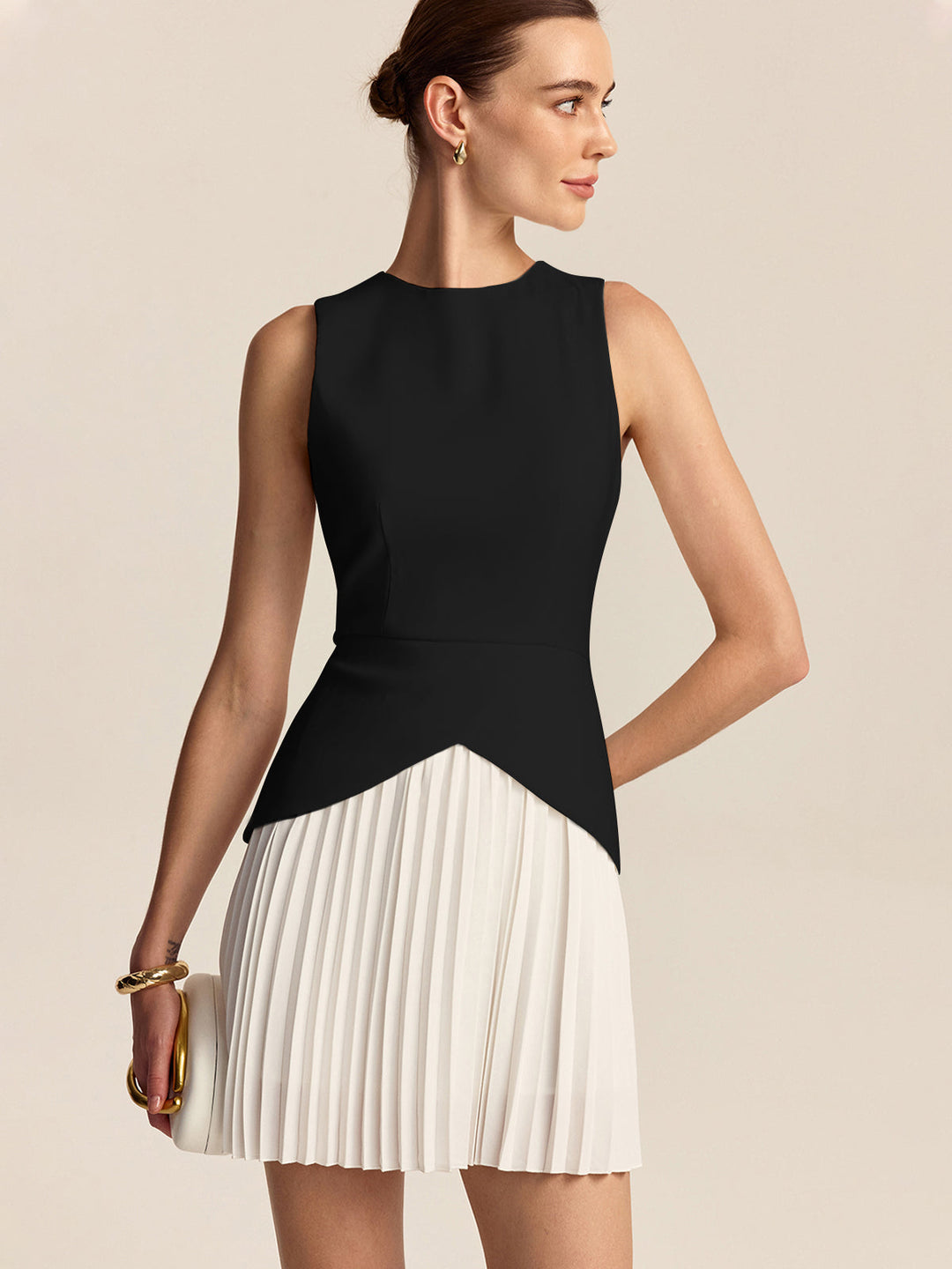 Pleated Hem Mini Dress