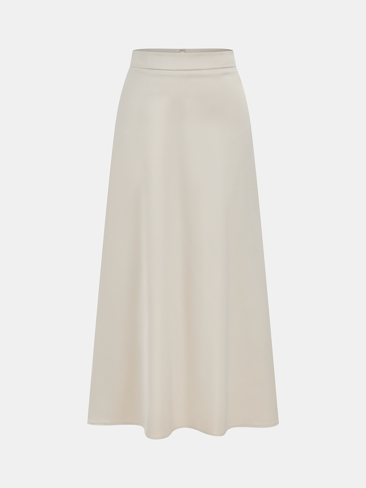 Satin Asymmetric Ruched Top & Midi Skirt Set