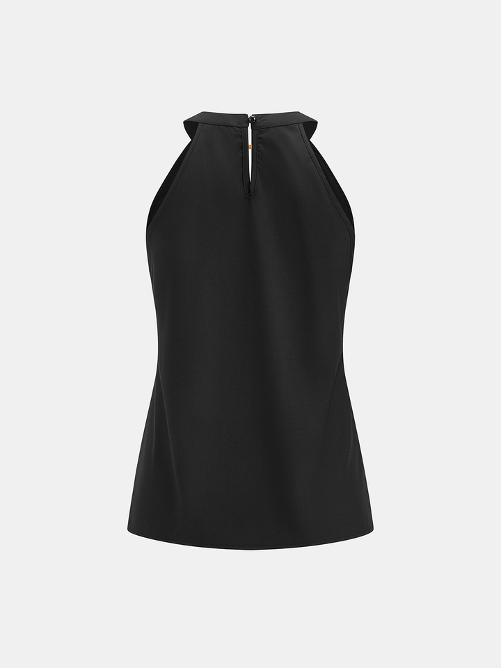Metal Detail Keyhole Neck Sleeveless Blouse