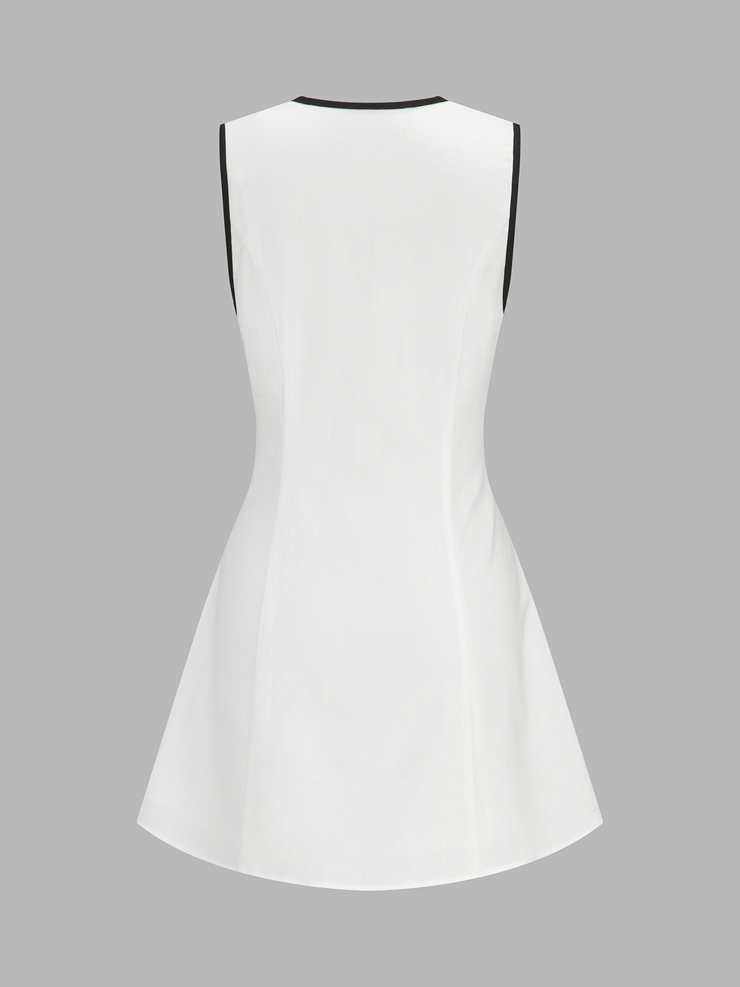Linen Blend Contrast Trim Sleeveless Mini Dress