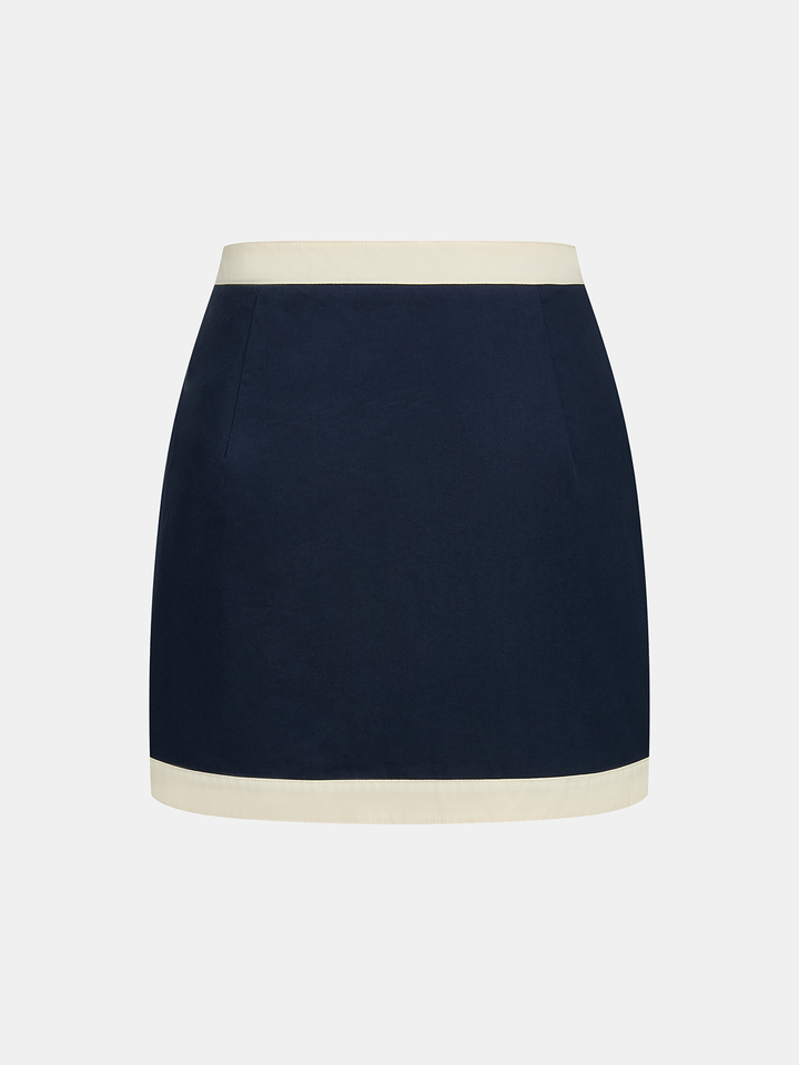 Cotton Contrast Trim Two Piece Skirt Set