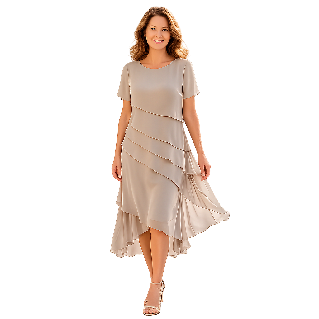 Camille™ | Layered Elegance Midi Dress