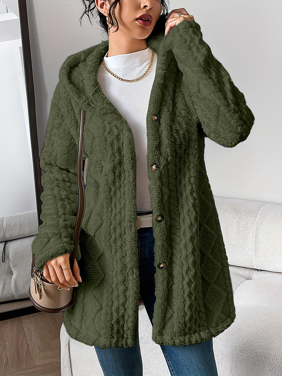 Women’s Cozy Hooded Fleece Cardigan Jacket