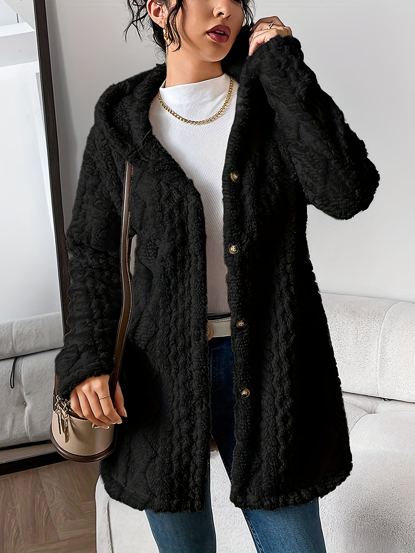 Women’s Cozy Hooded Fleece Cardigan Jacket