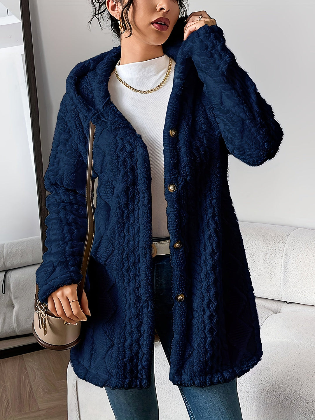 Women’s Cozy Hooded Fleece Cardigan Jacket