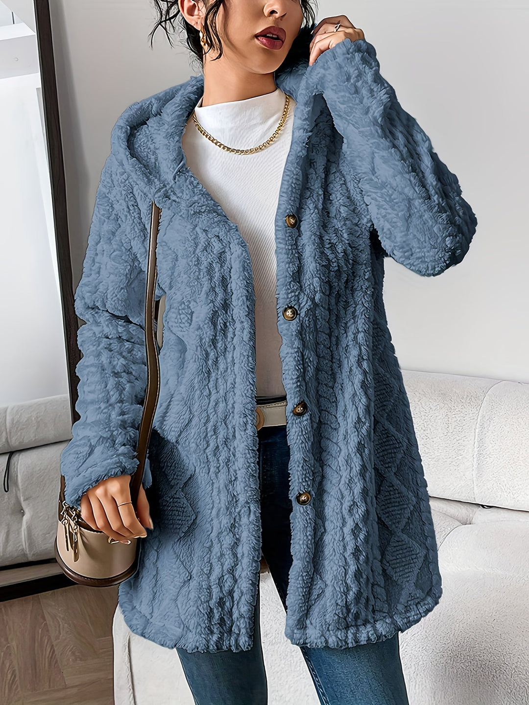 Women’s Cozy Hooded Fleece Cardigan Jacket