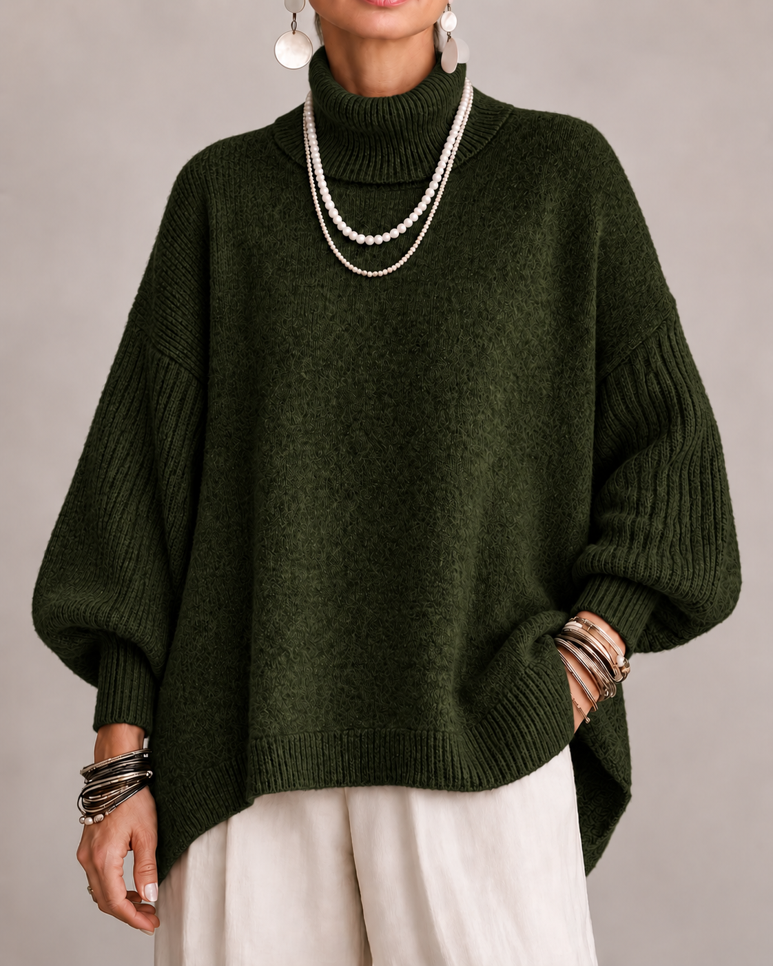 Kathleen | Oversized Turtleneck Knit Sweater