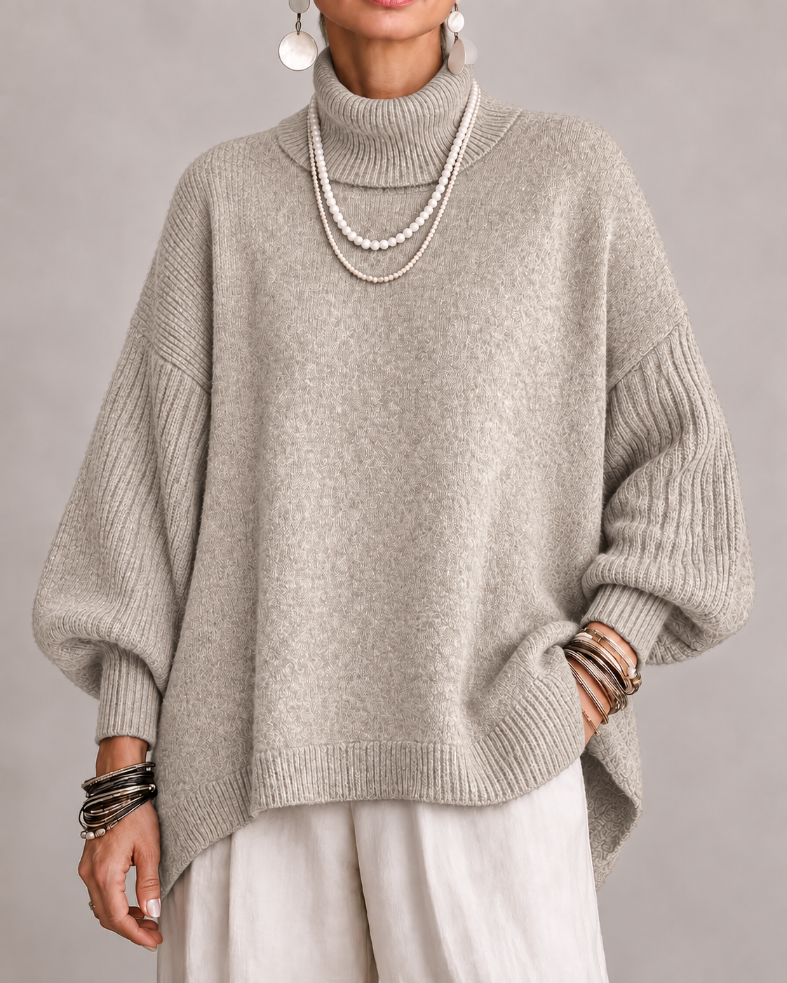 Kathleen | Oversized Turtleneck Knit Sweater