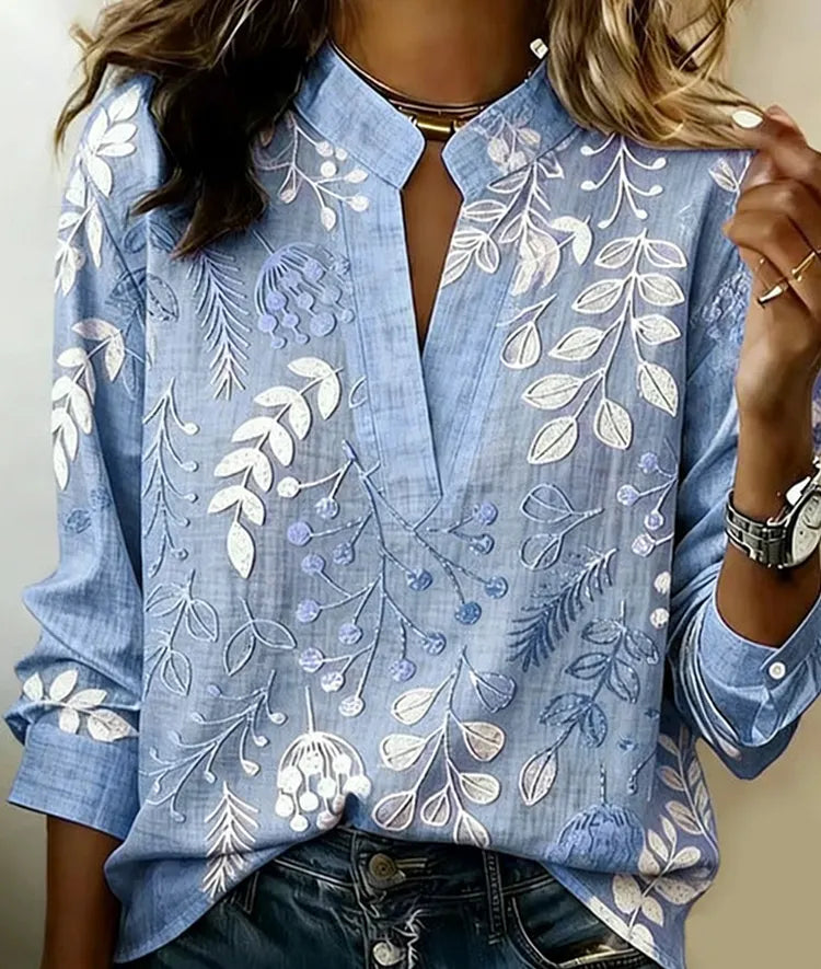 Minimalist V-Neck Cotton Shirt Top for Women | Soft Breathable Everyday Shirt