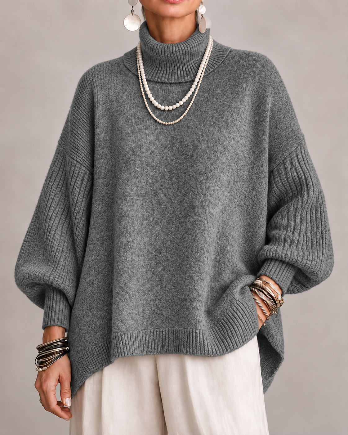 Kathleen | Oversized Turtleneck Knit Sweater